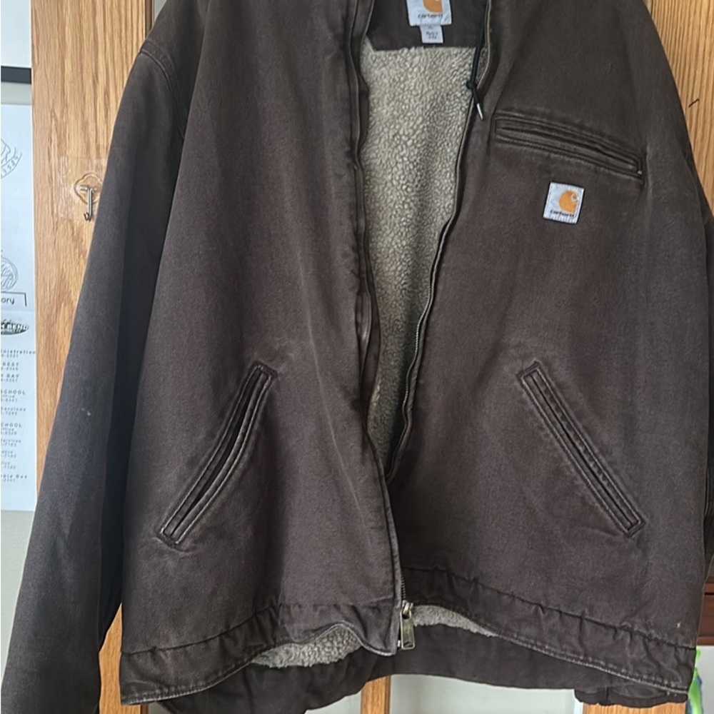 Carhartt Brown Jacket with Sherpa Lining